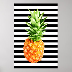 Ananas, Ananas-Poster, schwarze Streifen Poster