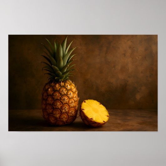 Ananas & Ananas Scheibe Rustikales Grunge-Foto Poster (Vorne)