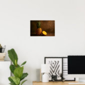 Ananas & Ananas Scheibe Rustikales Grunge-Foto Poster (Heimbüro)