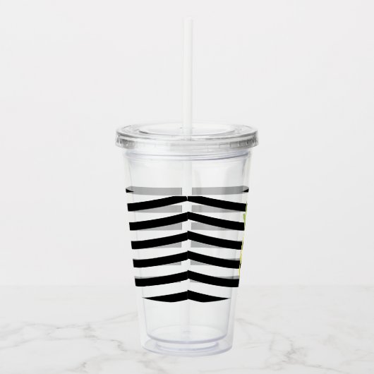 Ananas-Ananas-Streifen Monogramm Acryltrinkbecher (Rechts)