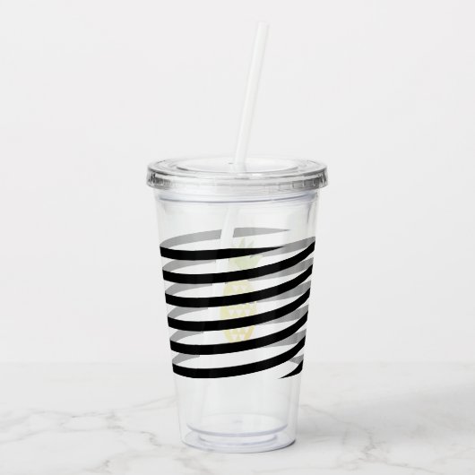 Ananas-Ananas-Streifen Monogramm Acryltrinkbecher (Rückseite)