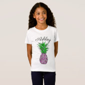 Ananas-Ananas-tropisches Personalisiertes Mädchen T-Shirt (Vorne ganz)