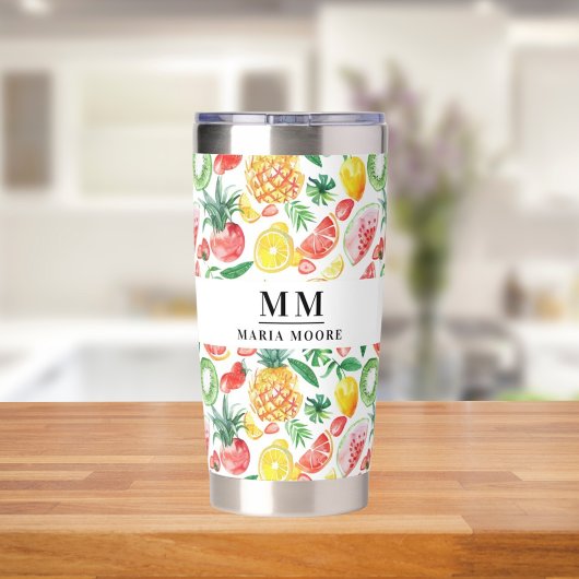 Ananas-Ananas Wassermelonen-Monogramm-Name Thermobecher