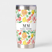Ananas-Ananas Wassermelonen-Monogramm-Name Thermobecher (Rückseite)