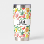Ananas-Ananas Wassermelonen-Monogramm-Name Thermobecher (Vorderseite)