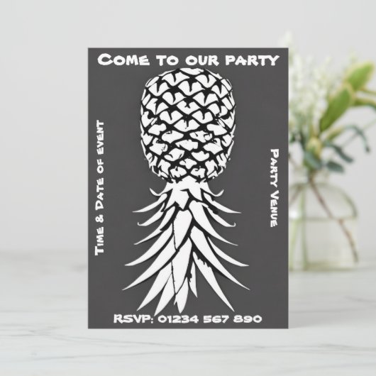 Ananas Anpassbare Party Einladung (Stehend Vorderseite)