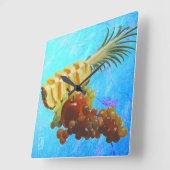 Ananas, Apfel, Birne, Trauben - Acrylküche Quadratische Wanduhr (Winkel)