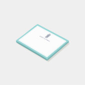 Ananas | Aqua & Navy Personalisiert Post-it Klebezettel (angewinkelt)