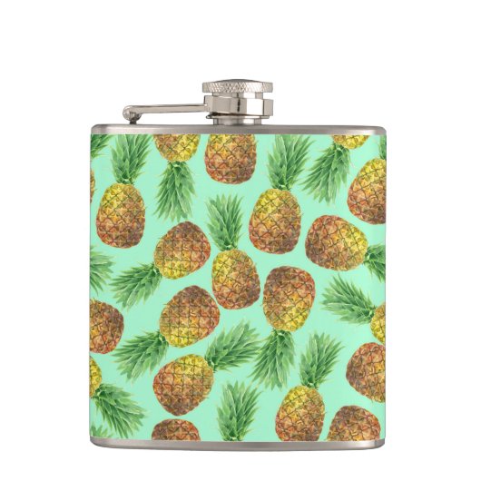 Ananas Aquarell 2 Flachmann (Vorderseite)