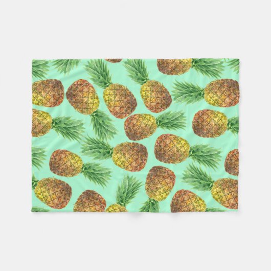 Ananas Aquarell 2 Fleecedecke (Vorderseite (Horizontal))