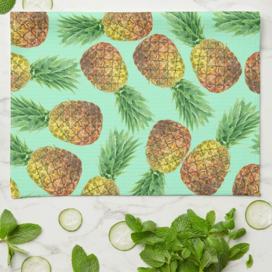 Ananas Aquarell 2 Geschirrtuch (Gefaltet)