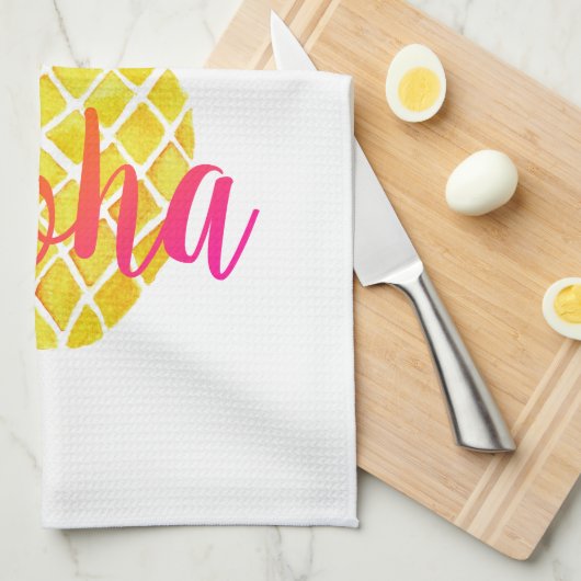 Ananas-Aquarell-Aloha tropisches Rosa Geschirrtuch (Viertel Falte)