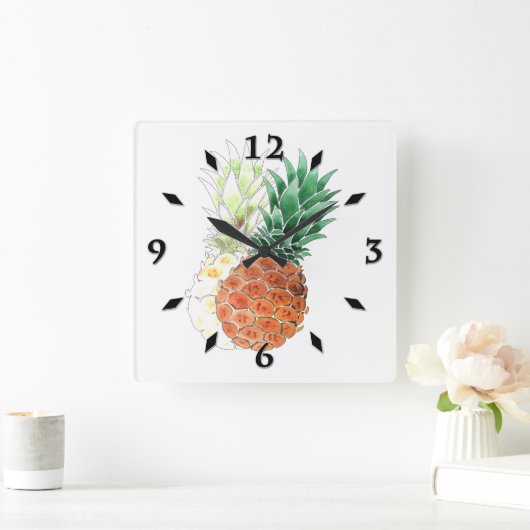 Ananas, Aquarell. große Uhr (Zuhause)