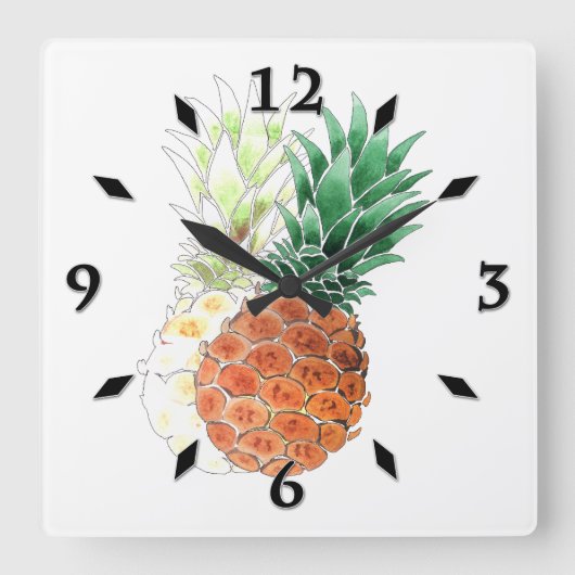 Ananas, Aquarell. große Uhr (Vorderseite)
