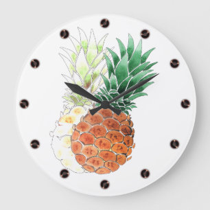 Ananas, Aquarell. Große Wanduhr