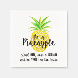 Ananas-Aquarell-Stand-hohe Abnutzung eine Krone Serviette