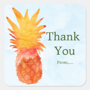 Ananas-Aquarell-Tropische-Luau-Party-Aufkleber Quadratischer Aufkleber