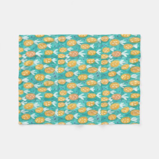 Ananas Aquarelldruck Fleecedecke (Vorderseite (Horizontal))