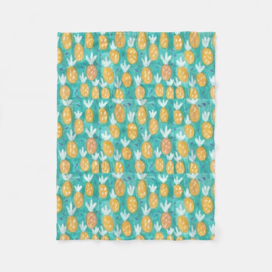 Ananas Aquarelldruck Fleecedecke (Vorderseite)