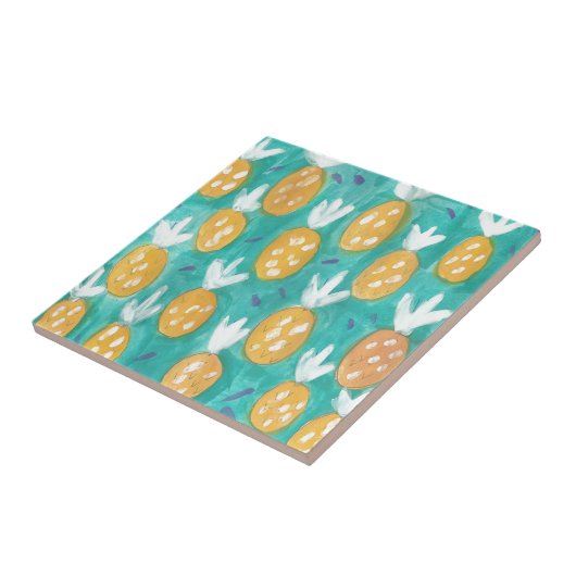Ananas Aquarelldruck Fliese (Seite)