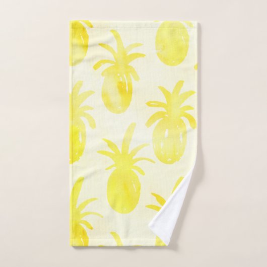 Ananas, Aquarellgelb Badhandtuch Set (Handtuch)