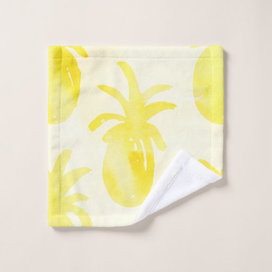 Ananas, Aquarellgelb Badhandtuch Set (Waschlappen)