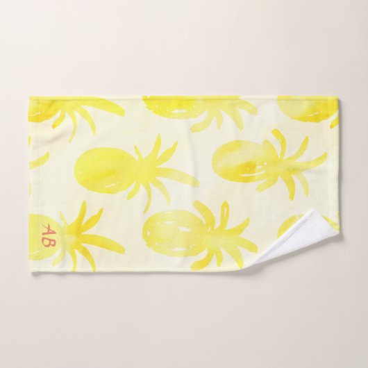 Ananas, Aquarellgelb Badhandtuch Set (Handtuch)