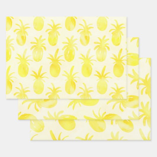 Ananas, Aquarellgelb Geschenkpapier Set (Set)
