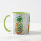 Ananas Aquarellmalerei Tasse Grün (Links)