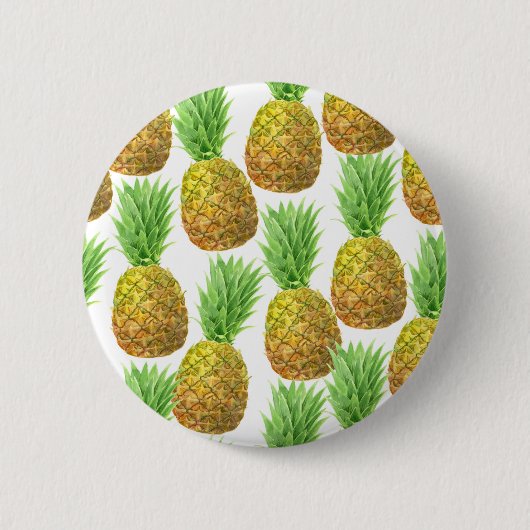 Ananas-Aquarellmuster Button (Vorderseite)