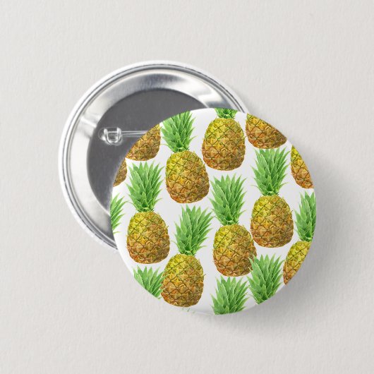 Ananas-Aquarellmuster Button (Vorne & Hinten)