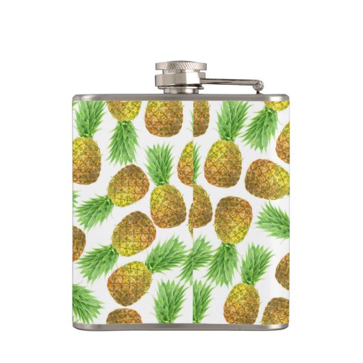 Ananas-Aquarellmuster Flachmann (Rückseite)