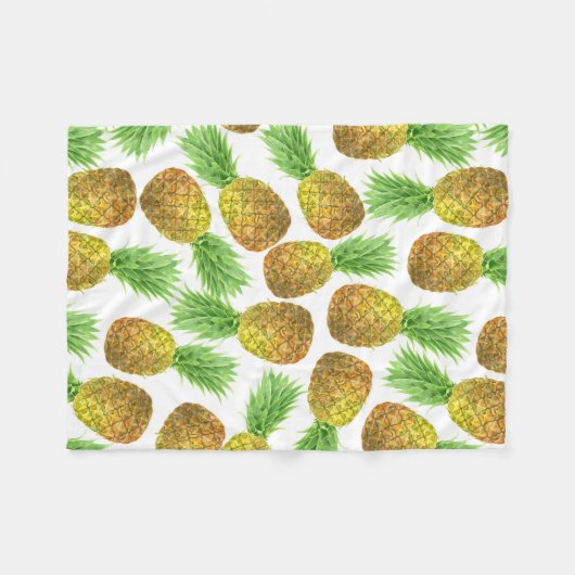 Ananas-Aquarellmuster Fleecedecke (Vorderseite (Horizontal))