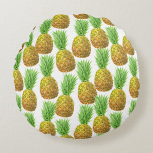 Ananas-Aquarellmuster Rundes Kissen