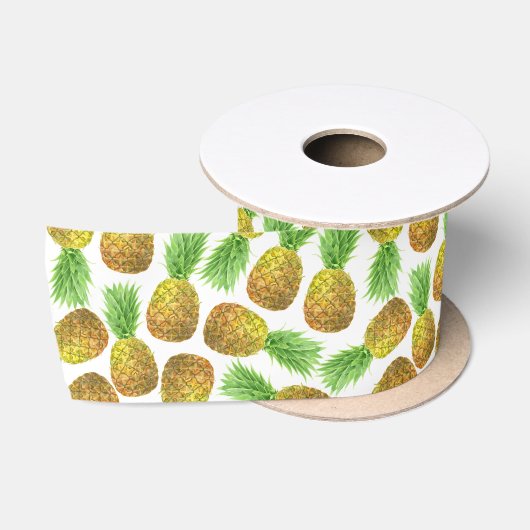 Ananas-Aquarellmuster Satinband (Spule)