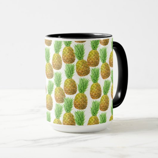 Ananas-Aquarellmuster Tasse (VorderseiteRechts)