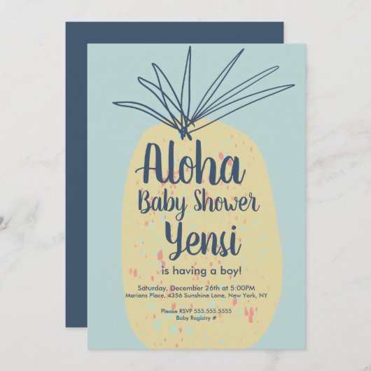 Ananas Art Baby Dusche Tropische Sommer Aloha (Vorne/Hinten)