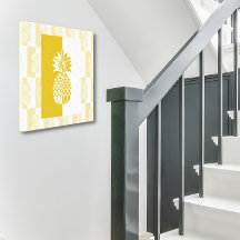 Ananas Art | Moderne Gold- und Weißkanvas