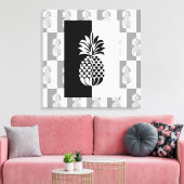 Ananas Art | Modernes Schwarz und Weiß Leinwanddruck (Insitu (Wohnzimmer))