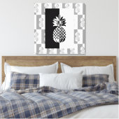 Ananas Art | Modernes Schwarz und Weiß Leinwanddruck (Insitu (Schlafzimmer))