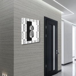 Ananas Art | Modernes Schwarz und Weiß Leinwanddruck