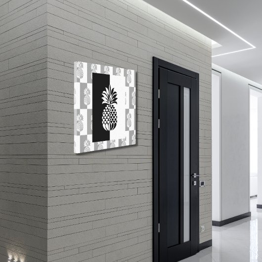 Ananas Art | Modernes Schwarz und Weiß Leinwanddruck