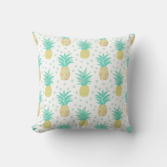 Ananas Art Turquoise Muster Pillow Kissen (Vorderseite)