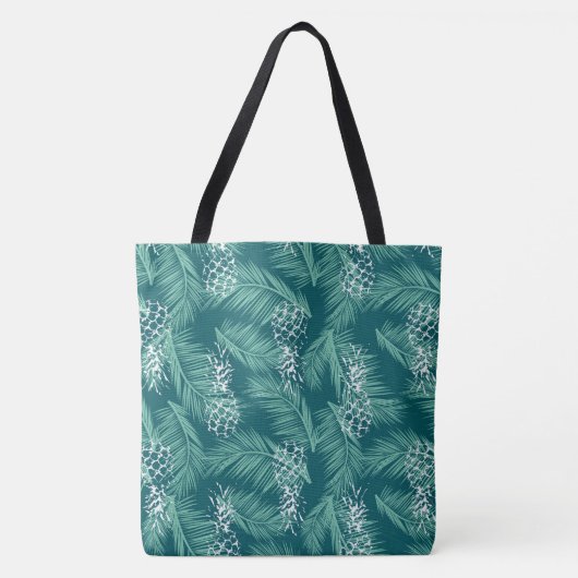 Ananas auf Aquamarin Tasche (Vorderseite)
