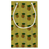 Ananas auf Blockmuster Kleine Geschenktüte (Rückseite)