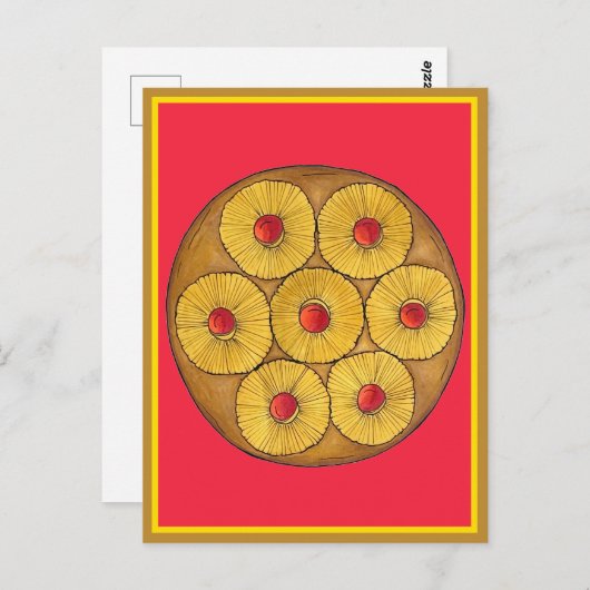 Ananas Auf dem Kopf Backkuchen Kirschen backen Des Postkarte (Vorne/Hinten)
