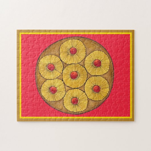 Ananas Auf dem Kopf Backkuchen Kirschen backen Des Puzzle (Horizontal)