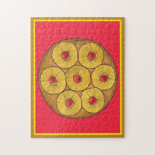 Ananas Auf dem Kopf Backkuchen Kirschen backen Des Puzzle (Vertikal)