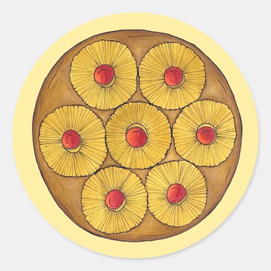 Ananas Auf dem Kopf Backkuchen Kirschen backen Des Runder Aufkleber (Vorderseite)