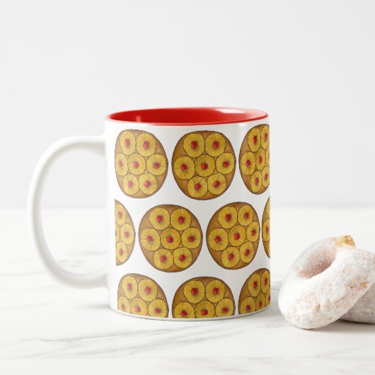 Ananas Auf dem Kopf Backkuchen Kirschen backen Des Zweifarbige Tasse (Mit Donut)